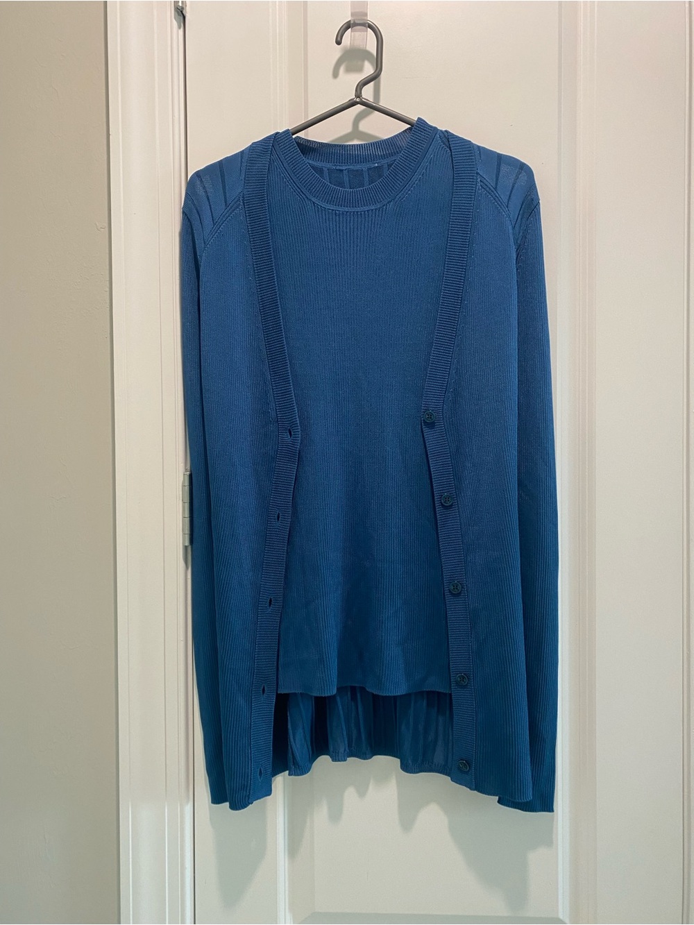 St.John Knit Sweater Set Teal Blue SZ Med See Last Pic Missing Tag Tiny Holes